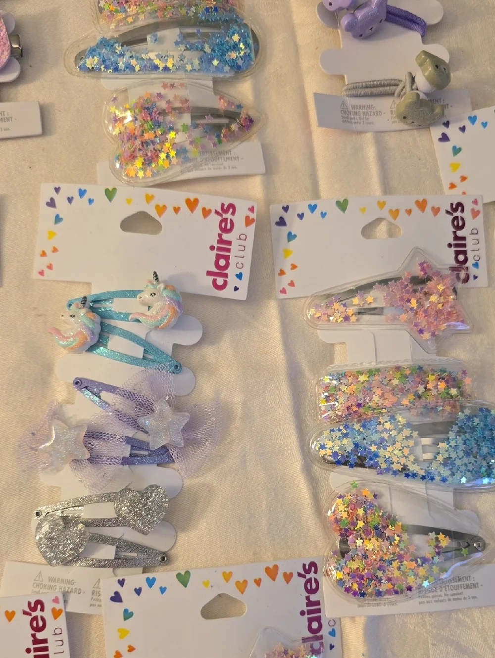 16 Claire's Pastel Hair Clip & Bow Assortment & Key Rings New